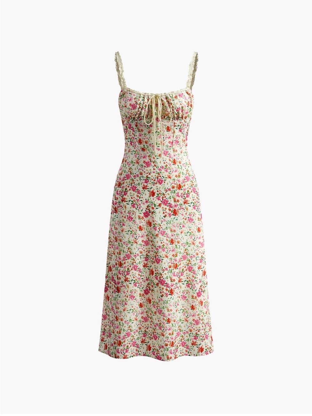 NWT Commense Floral Print Trim Cami Midi Dress